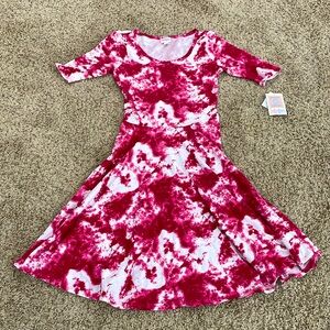 NWT! LuLaRoe Nicole Slip-on Knee High Dress Pink & White Women’s Sz Medium
